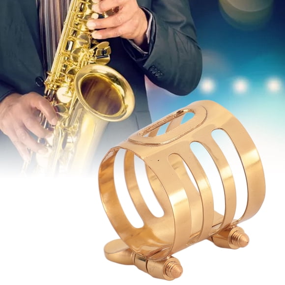 Ligadura De Saxofón Tenor, Ligadura De Saxofón Tenor De Latón Dorado Talla Conveniente Versátil Para Instrumentos Musicales