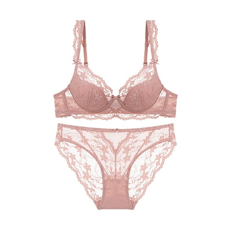 Fancifize Women Lace Bra and Panty Sets 2 Piece Lace Bralette Set Lace Strappy Underwear V Neck Bra and Panty Sets