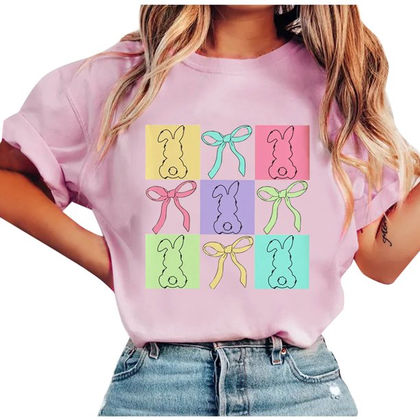 Tops de Manga Corta de Verano para las Mujeres Imprimir Blusa de Cuello Redondo, Moda Ligera de Poliéster Spandex