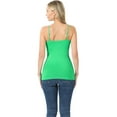 thumbnail image 3 of Women Basic Seamless Slim Fit Longline Undershirt Spaghetti Camisole Tank Top with Adjustable Straps (Bright Green, LXL), 3 of 6