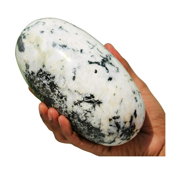 Polished Crystal Lingam White Raimnbow Moonstone Quartz Stone 175mm / 2380g, Shivling for Healing & Spiritual Home Decor, Sacred Crystal Gift Chakra Balancing, Serene Energy Enhancer for Yoga & Reiki