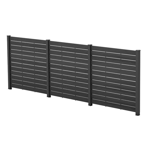Kozyard 50" W x 48" H Privacy Screens Fence Panel Specifically for Hard Surfaces, Aluminum Post Air Conditioner Fence Panels, with Hard Surface Installation Kit for Outdoor Backyard Patio