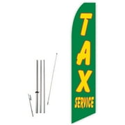 Tax Service Green Super Novo Feather Flag - Complete with 15ft Pole Set and Ground Spike