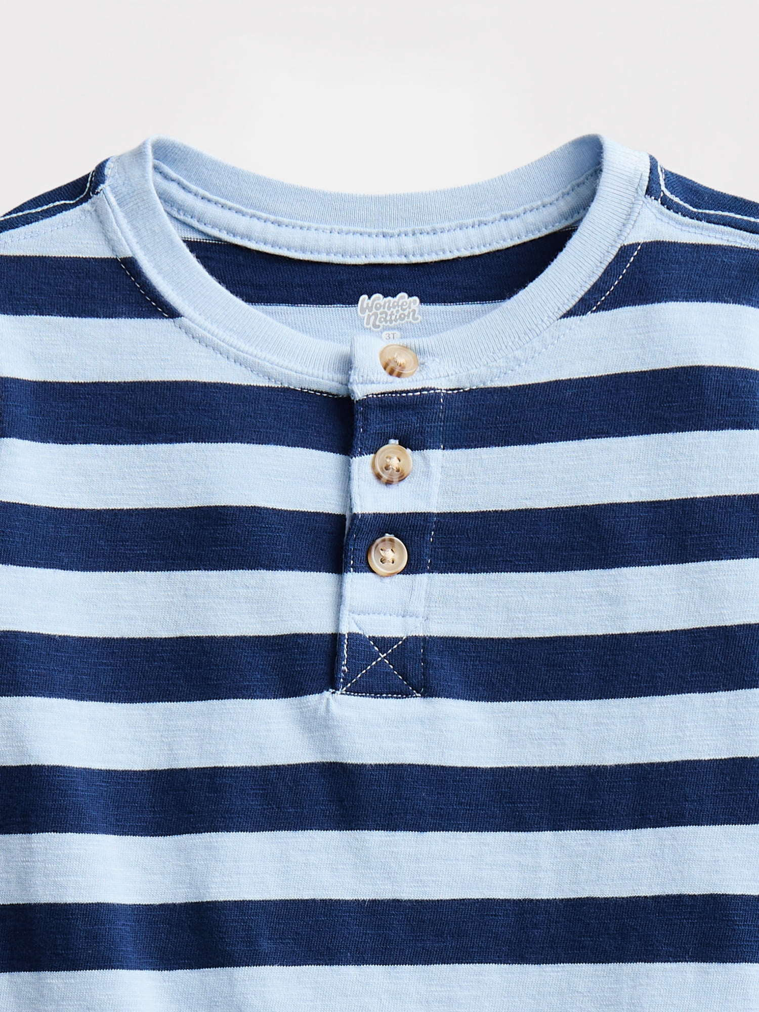 Wonder Nation Toddler Boys Cotton Henley Tee with Long Sleeves, Sizes 18M-5T