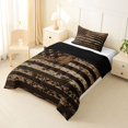 thumbnail image 2 of Manfei Retro Camo Usa Flag Twin Comforter Sets,Vintage Stripes Art Bedding Set,Brown,Black Reversible,2pcs,1 Comforter and 1 Pillowcase, 2 of 7