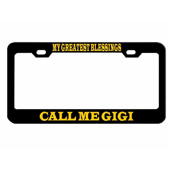 Call Me Gigi Style Metal License Plate Frame Personalized/Car Accessories Car Tag Holder Cover (Black/Yellow)