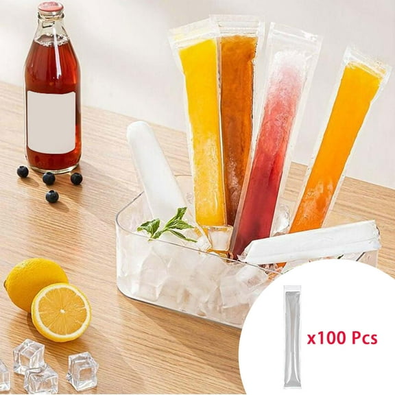 LHNFT Disposable Ice sicle Mold Bags, 100 Pack 11.0"W x 2.2"H BPA-Free Freezer Bags with Zip Seals & Funnel for Healthy Snacks Yogurt Sticks Juice & Fruit Smoothies
