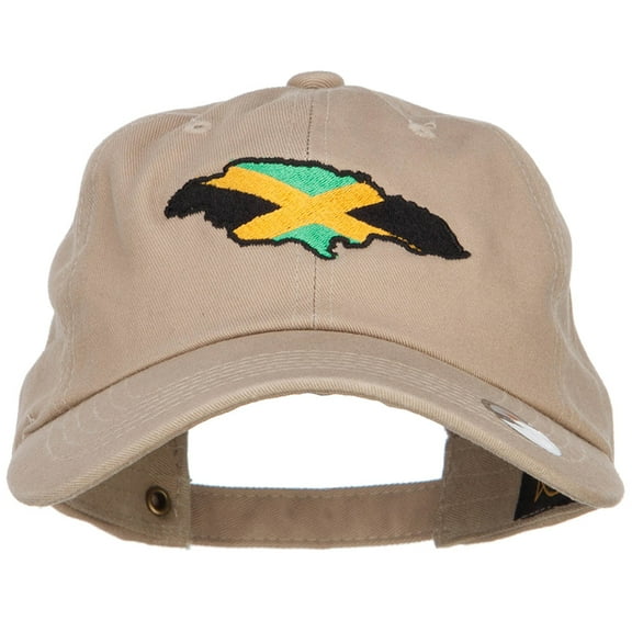 Jamaica Flag Map Embroidered Unstructured Cap - Khaki OSFM
