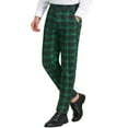 thumbnail image 4 of Unique Bargains Men's Checked Suit Pants Flat Front Elastic Waist Plaid Pants 32 Green, 4 of 6