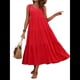thumbnail image 1 of Vestidos de Verano para Mujer, Sin Mangas, Largos, con Escote en V, Informales, Fluidos y con . Rojo L, 1 of 8