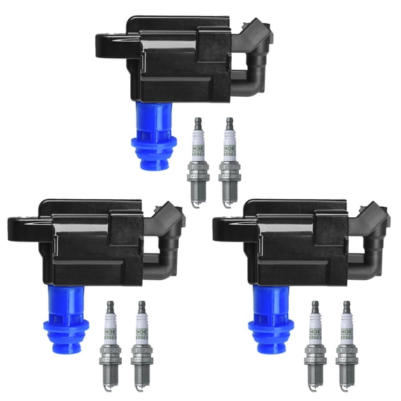 3 Ignition Coils and 6 NGK Platinum Spark Plugs Compatible with 2001-2005 Lexus GS300 IS300 L6 UF228