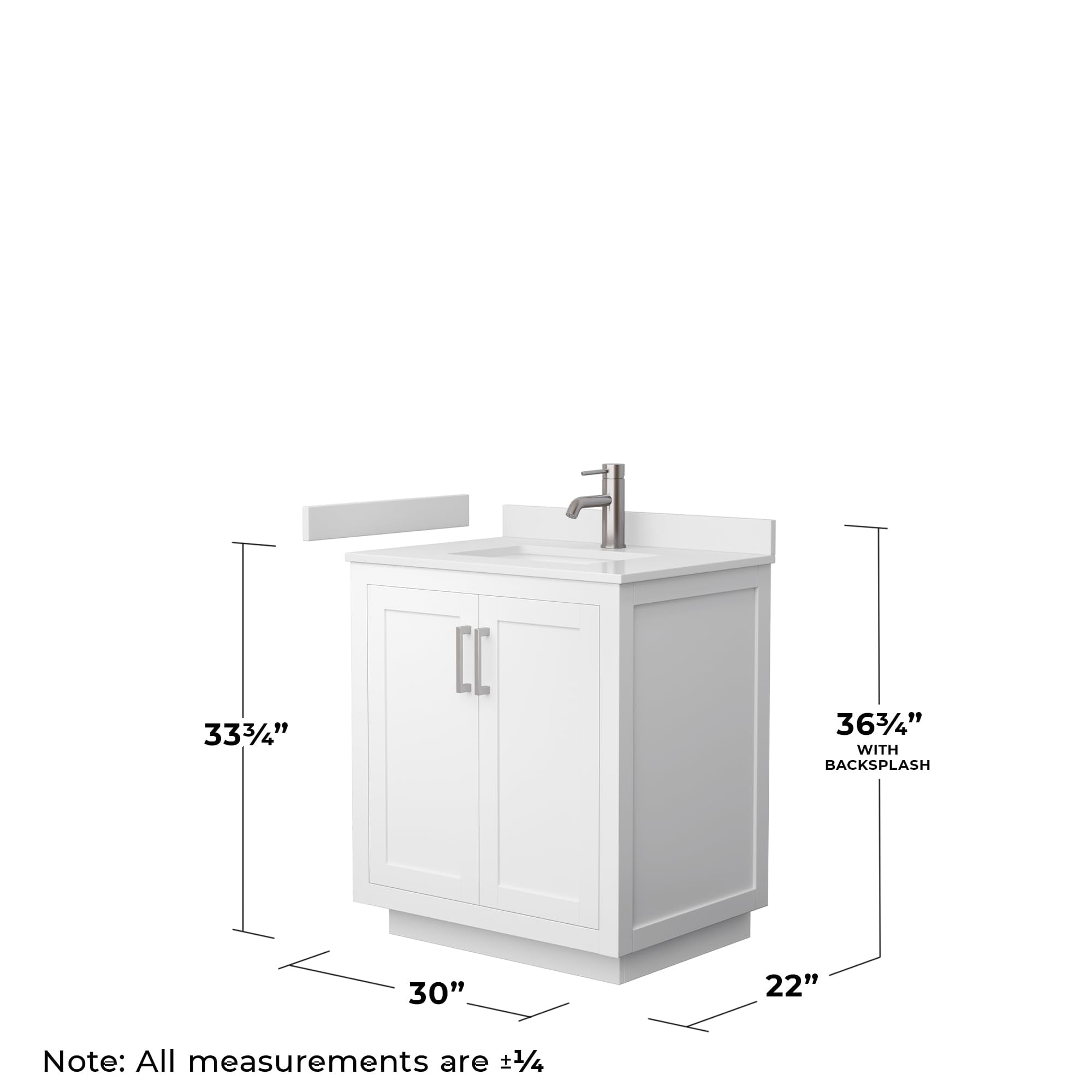 Wyndham Collection Miranda 30" Wood Single Bathroom Vanity in Brush Nickel/White
