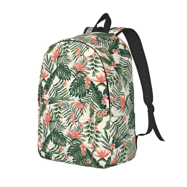 Naloa Palm Trees and Tropical Print Durable Canvas College Rucksack,Laptop Excursion Backpack,Travel Notebook School Backpack,Bookbag For Men Women-Medium