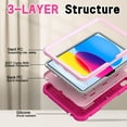 thumbnail image 6 of AVAWO Case for New iPad (A16) 11th Generation 11 Inch 2025 & iPad 10th Generation 10.9" 2022, Heavy Duty Military Grade Shockproof Rugged Protective Cover, Rose+Pink, 6 of 8