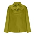 thumbnail image 5 of Atogsazn Women's Silk Satin Blouse Casual Long Sleeve Tops Bussiness Work Shirt Tunic Tops Outfit Outerwear 03-Green XL Fashion, 5 of 6