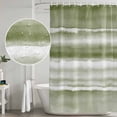 thumbnail image 4 of Sage Green Stripes Shower Curtain Set - Small 36" x 72" Washable Bathtub Curtain with 12 Hooks, Watercolor Gradient Abstract Striped Waterproof Fabric Stall Shower Curtains for Bathroom Décor, 4 of 6