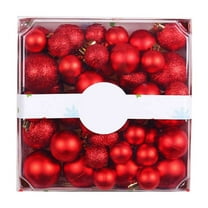 44-Piece Christmas Ball Ornament Set, 3/4/5cm Assorted Color Holiday Decorations for Xmas Tree, Shatterproof Plastic Hanging Balls for Festive Decor,Red