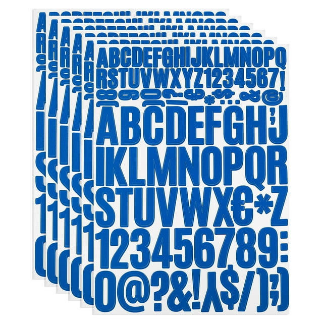 Unique Bargains Vinyl Letters Numbers Stickers Kit, Self Adhesive Decals for Mailbox, Sign Dark Blue 612 Pieces 6 Sheets