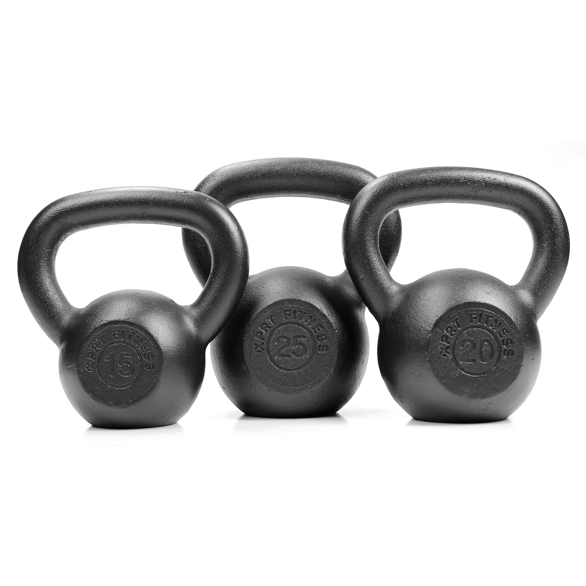 XPRT Fitness Cast Iron Kettlebells Set 15, 20, 25 Lbs.
