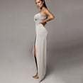 thumbnail image 4 of KaLI_store Formal Dresses for Women Women's Elegant High Split Flare Sleeve Formal Evening Gowns Maxi Dress with Cape White,S, 4 of 5