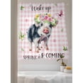 thumbnail image 3 of Sheer Curtains 72 Inches Long 2 Panels Set for Bedroom, Spring Pig Semi Sheer Curtains for Windows, Butterfly Botanical Floral Pink Plaid Voile Window Treatments Rod Pocket Curtain, 3 of 7