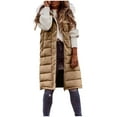 thumbnail image 5 of Cutuoiiu Women's Casual Winter Long Puffer Coats Stand Collar Sleeveless Hooded Zip up Coat with Pockets Gifts, 5 of 9
