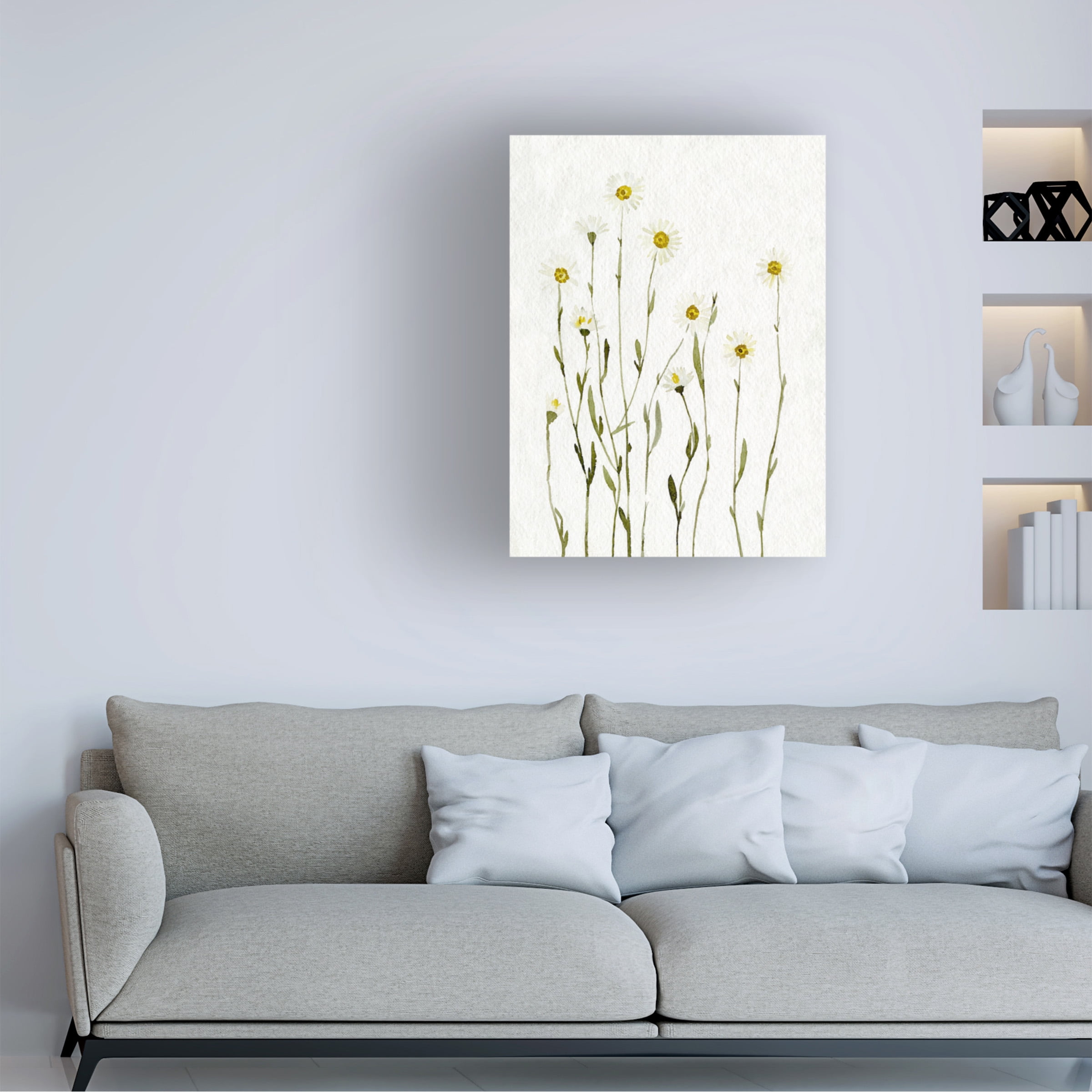 Emma Caroline 'White Antique Daisies I' Canvas Art