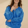 thumbnail image 5 of Ltctricy Oversized Sweatshirt for Women V Neck Lantern Long Sleeve Lace Trim Casual Loose Pullover Sweatshirts Fall Winter Clothes(Blue,X-Large), 5 of 7