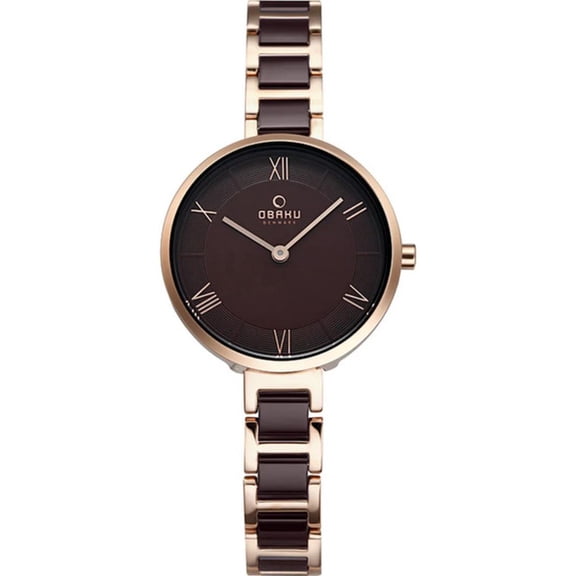 Obaku Vand Coffee Women's Two-Tone Stainless Steel Quartz Watch V195LXVNSN