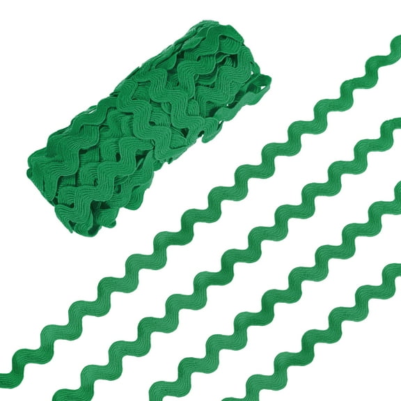 Rick Rack Trim, 10 Yard 10mm / 0.4 Inch Wave Bending Fringe Trimming Ribbon [Green]
