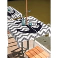 thumbnail image 3 of Square Outdoor Tablecloth With Umbrella Hole And Zipper– Black Nautical Anchor Waterproof Patio Table Cover for Party, Picnic, Backyard, 54"x54" , Gray Waves Stripes, 3 of 8