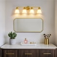 thumbnail image 4 of Bathroom Vanity Light Fixtures 4 Lights Modern Bathroom Lighting Fixtures Over Mirror with Frosted Milky Glass Shade Gold Wall Sconce for Bath Bedroom, 4 of 9