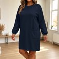 thumbnail image 6 of Women’s Casual T Shirt Dress Long Sleeve Crewneck Loose Fit Winter Mini Dress with Pockets Soft Lightweight Comfortable Daily Wear for Home Travel Shopping, 6 of 8