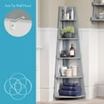 thumbnail image 6 of RiverRidge Amery 5-Tier Tall Corner Storage Ladder Shelf Tower with Display Shelves- Gray, 6 of 8