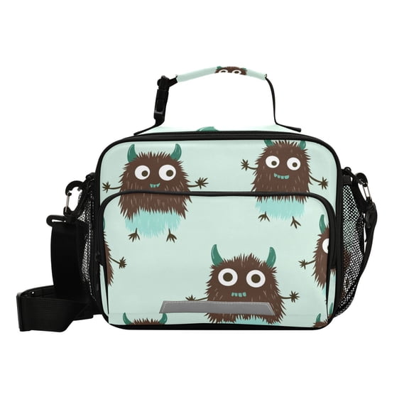 Mint-chocolate-color Cute Monsters Insulated Lunch Bag Portable Cooler Bag Mommy Bag Large Capacity 6L