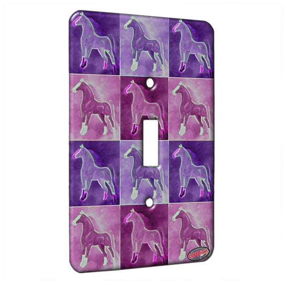 KuzmarK™ Single Gang Toggle Switch Wall Plate - Flaxen Chestnut American Saddlebred on Purple Horse Electric Art by Denise Every