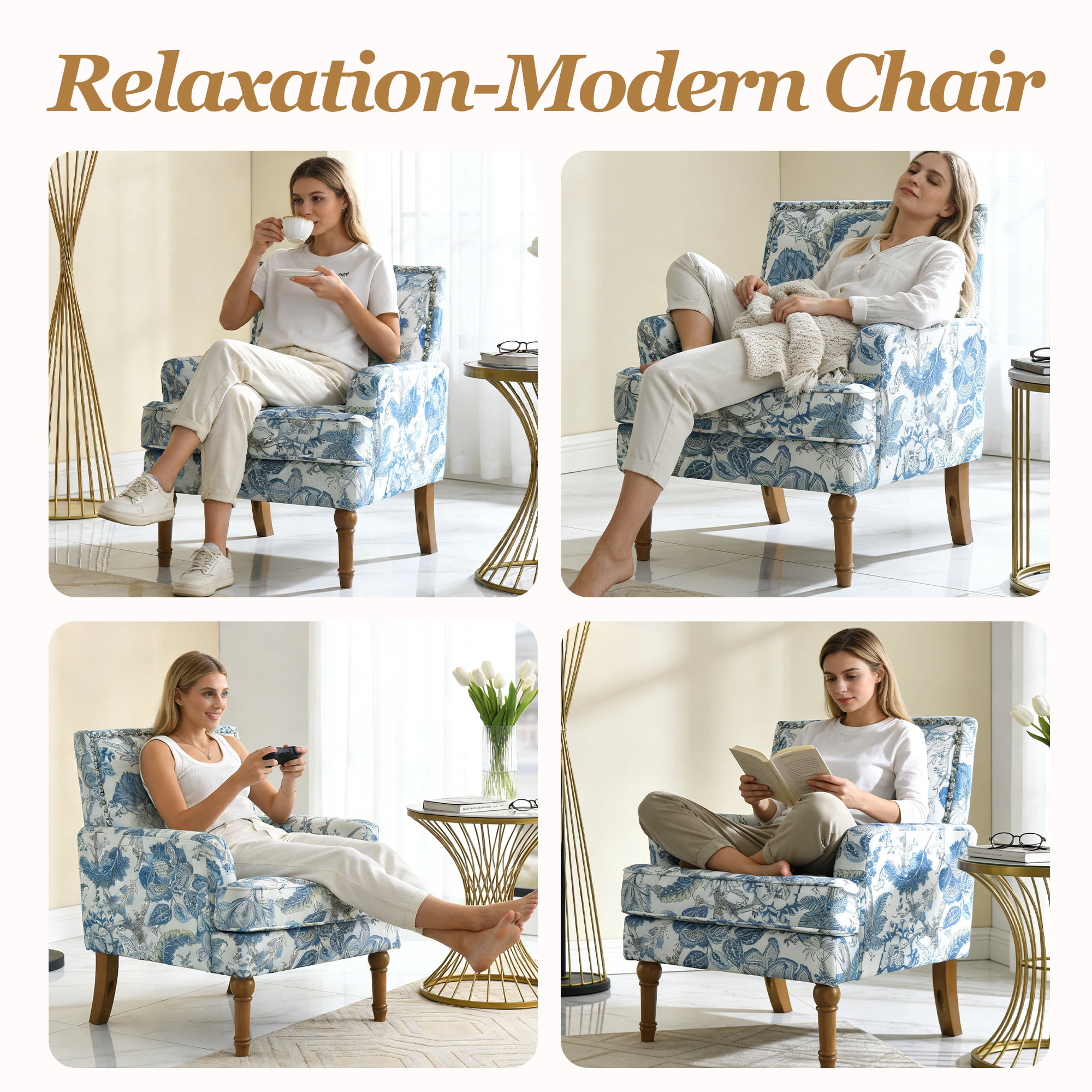 MOONMISS Accent Chair for Living Room,Blue