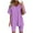 Purple, variant on Fsshion 2 Piece of Outfits for Womens Plus Size V-Neck Solid Color Blouse Short Sleeve Tops Shorts Casual Suit Sets