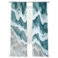 thumbnail image 2 of Abstract Beach Wave Sheer Curtains 96 Inches Long 2 Panels Watercolor Blue Ocean Light Filtering Semi Sheer Window Curtains Drapes for Bedroom Living Room 52"x96", 2 of 7