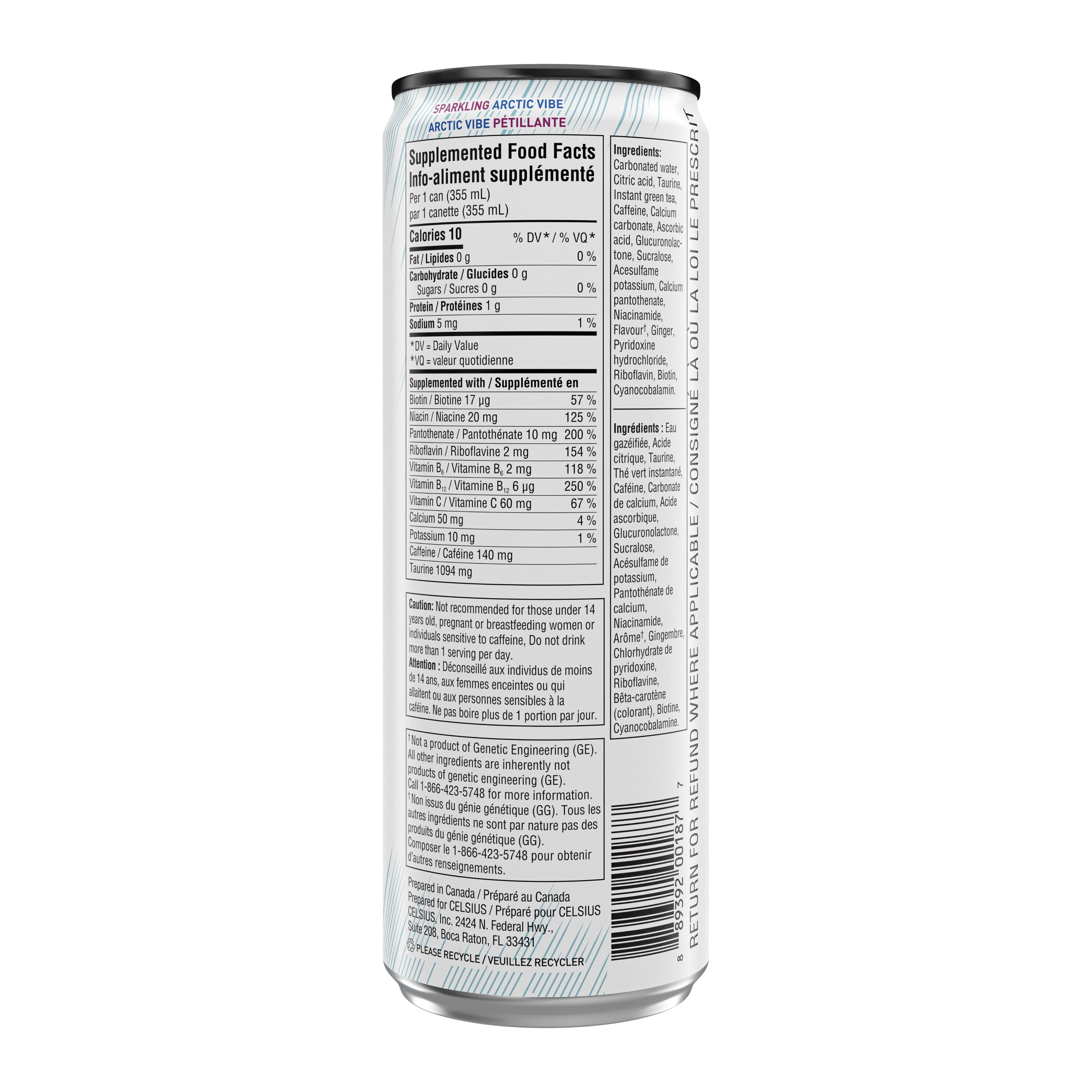 Celsius Arctic Vibe Boisson Énergétique 355 mL, Canette