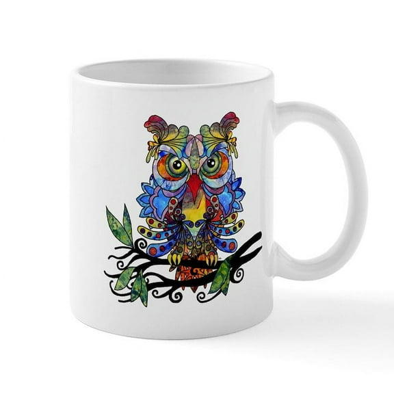 CafePress - Wild Owl Mugs - 11 oz Ceramic Mug - Novelty Coffee Tea Cup
