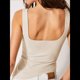 thumbnail image 4 of Camisetas Sin Mangas Ajustadas con Cuello Cuadrado para Mujer, de Doble Capa, Sin Costuras, Ajustadas, Básicas, -Verano 2025 Albaricoque L, 4 of 7