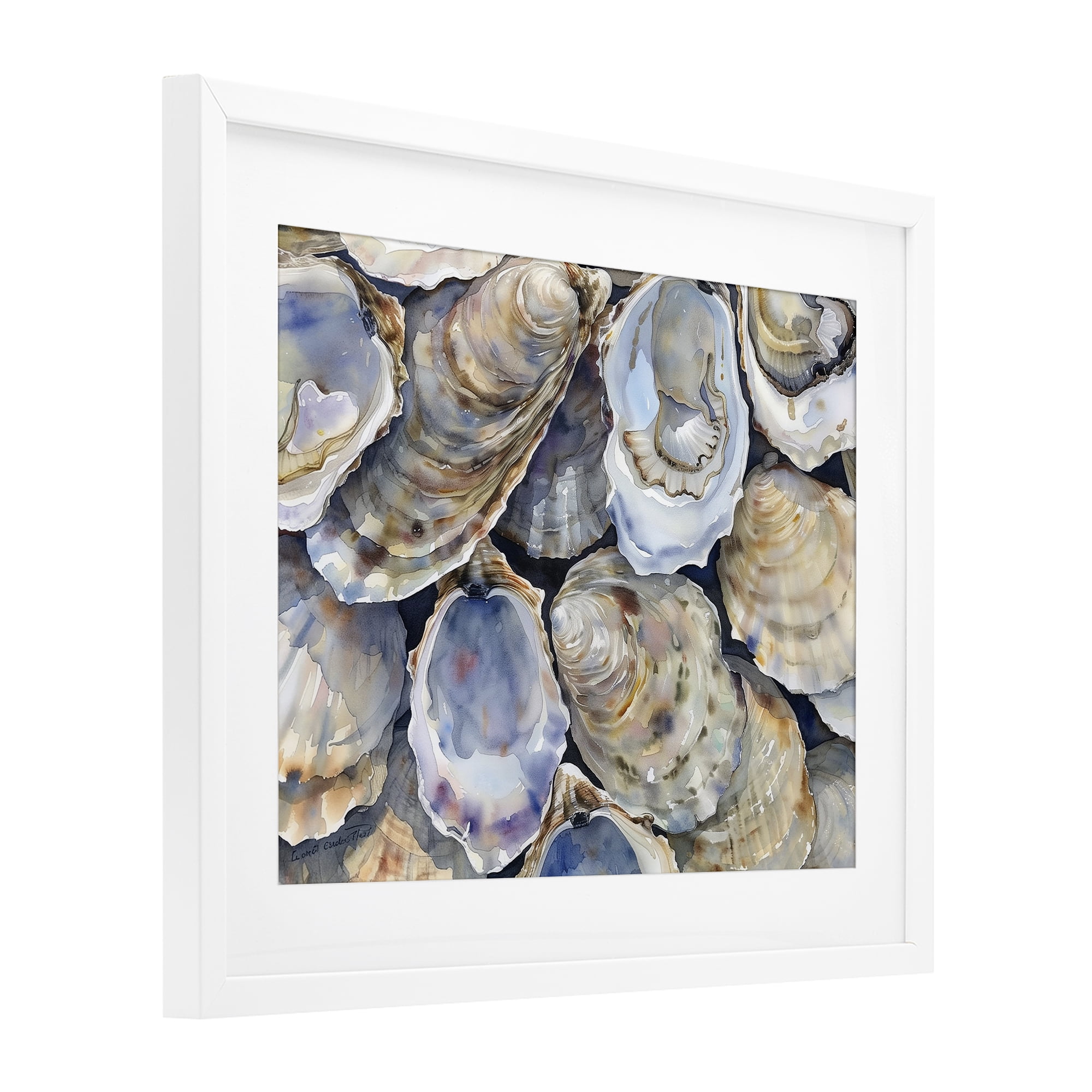 Stupell Industries Oyster Shellabration Pile White Framed Print Under Glass, design by Heidi Kuntz