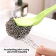 thumbnail image 4 of MERILER Stainless Steel Long Handle Cleaning Brush with Metal Scouring Pads - Efficient Kitchen Scrubber for Dishes, Pots, and More, 4 of 7