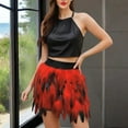 thumbnail image 2 of MORTTIC Women's Unique Faux Feather Mini Skirt Gothic Style Irregular Hem Summer Party Cocktail Skirt Red，XL, 2 of 4