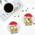 thumbnail image 5 of Pofeuu Avocado Lovers Wearing Umbrella Print Leather Coasters Set of 6, Round Cups Mugs Mat Pad for Home Kitchen Heat Resistant Drink Coasters,Hexagon, 5 of 7