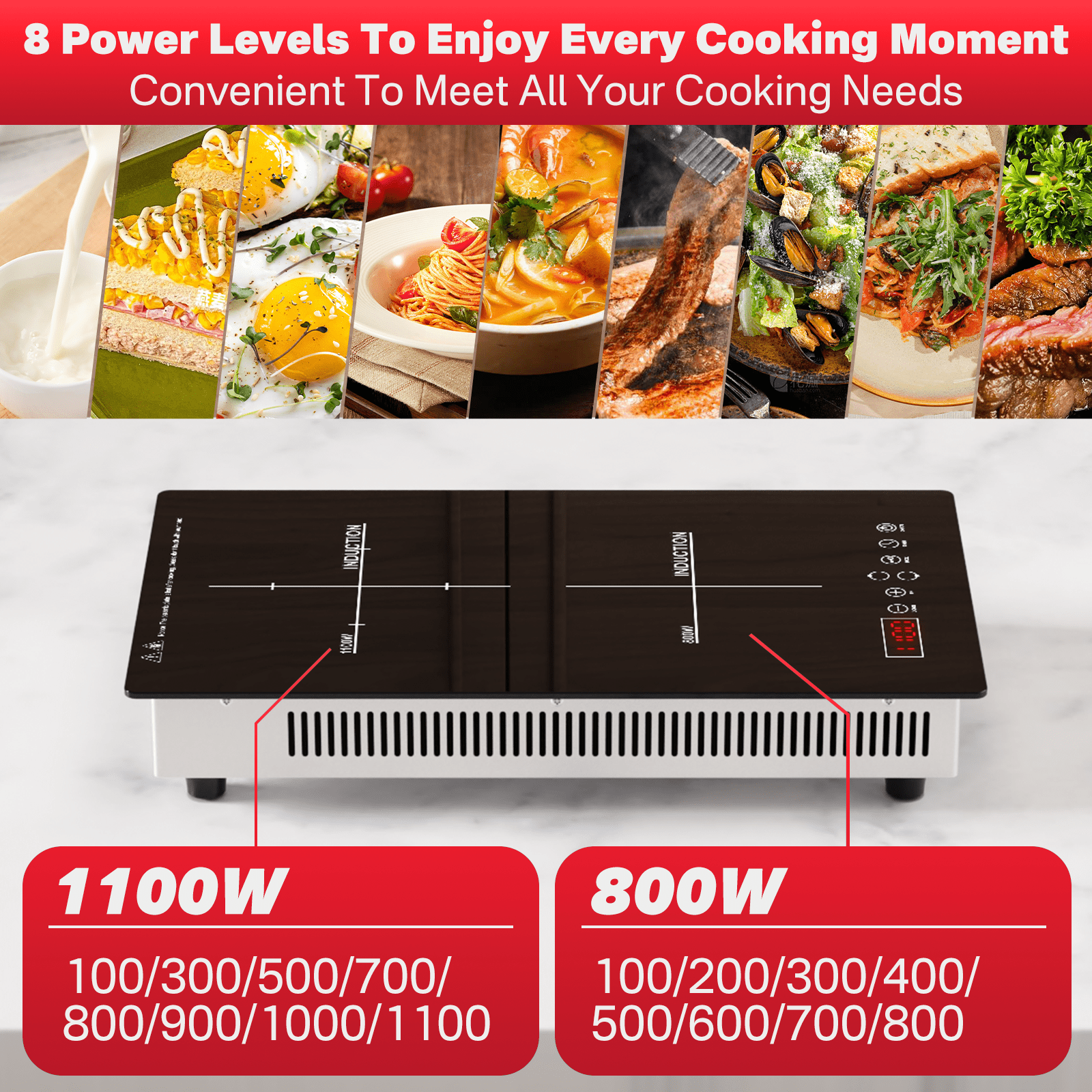 GRACEALL 2 Burner Induction Cooktop, 12 inch Glass Top Electric Stvoe for Cooking, Built-in & Countertop Kitchen Hotplate, 120V Plug in Stoves with Safty Lock and Timer