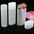 thumbnail image 2 of PEACNNG Clear Stationery Pen Case Container Plastic Tubular Pen rack Crayon Box Water Color Brush pot Pen Holder Jumbo Pencil Cup Box, 2 of 5