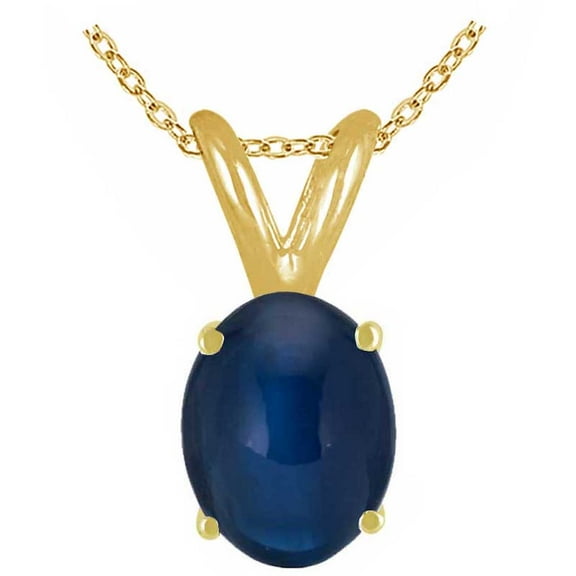 Aonejewelry 0.45Ct Oval Sapphire Pendant in 14k Yellow Gold