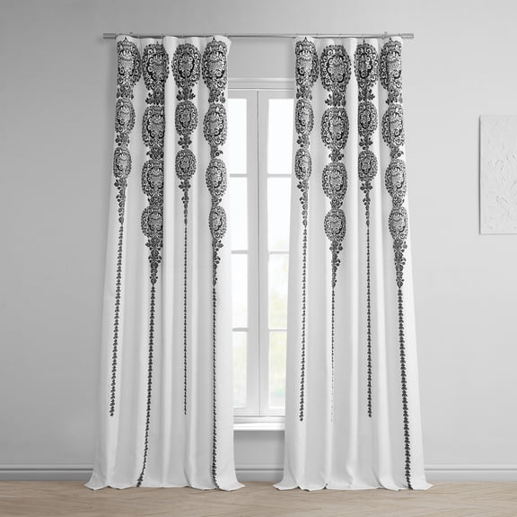 Half Price Drapes Cyprus Printed Black Room Darkening Curtains for Bedroom (1 Panel), 50W X 108L